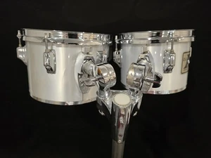 Vintage Rogers Drums Big R 6 X 8" & 7 X 10" Silver Mist Concert Tom Set 1976 VGC - Picture 1 of 13
