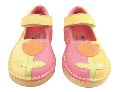 DE OSU - España - Zapatos Niñas Amarillo Fucsia Rosa Tulipán Flor -Europeos 24 -Talla 7 Foto 1 de 4