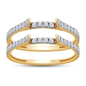 1/2 ctw Round Lab Created Moissanite Diamond Cathedral Enhancer Ring Guard 14... - Picture 1 of 6