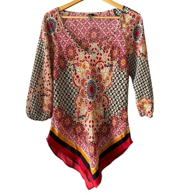 Heart Soul Y2K Bohemian Hippie Festival Mandala Multi Pattern Top Women's Medium — 第 1/4 张图片