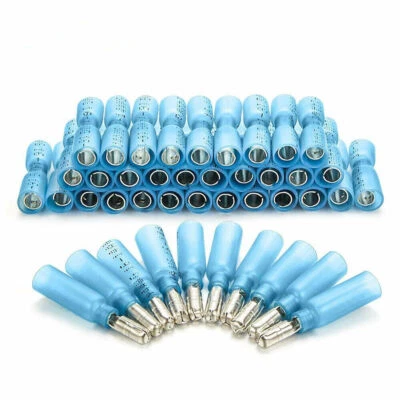 14-16AWG Marine Crimp Terminals 50pcs Heat Shrink Female Male Bullet Connectors - Image 1 of 4