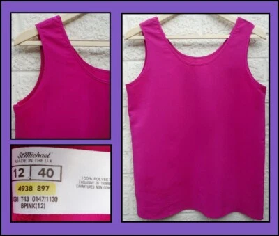 Vintage 1980s top ST MICHAEL cerise vest camisole fits size 10 UK - Image 1 of 4