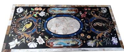 48" x 24" Handmade Inlay Work Pietra dura Marble Center Table Top - Image 1 of 4