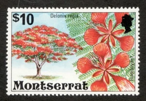 1976 Montserrat Sc# 354 - $10 (high value) QEII, Flamboyant Tree  MNH Cv$5.50 - Picture 1 of 1