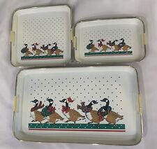 VTG MCM Holiday Christmas Cookie Perfect  Serving Trays Set(3) Farmhouse Japan