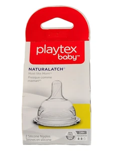 Playtex Baby NaturaLatch Silicone Nipples 3M+ Medium Flow 2 Count Ventaire Nurse - Picture 1 of 4