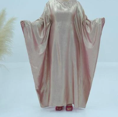 Maxi Vestido Musulmán Mujeres Manga Murciélago Brillante Abaya Kaftan Árabe Bata Suelta Vestido Dubai Foto 1 de 4