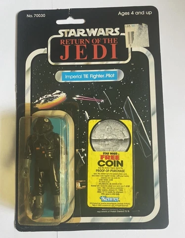 Vintage Kenner Star Wars ROTJ Tie Fighter Pilot 77 Back Coin Offer MOC 1983 Cover