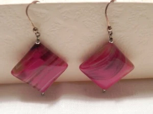 CREAZIONI - Orecchini in argento e agata lilla a rombo - fatti a mano - BIJOUX - Foto 1 di 1