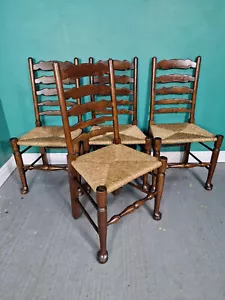 More details for an antique set of 4 ladder back lancashire dining chairs ~delivery available~