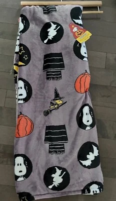 Cacahuetes Halloween Snoopy Woodstock Bruja Calabaza Púrpura 50X70 Manta Tiro NUEVO Foto 1 de 3
