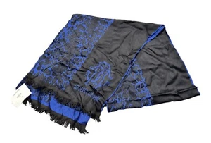 Roberto Cavall zweifarbig Wolle Logo Unisex Schal blau/schwarz neu ohne Etikett kostenloser Versand - Bild 1 von 3