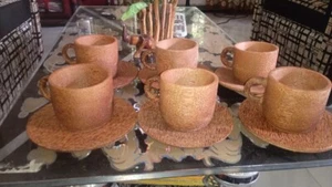 Wooden Cups, set of Cups Made of Natural Coconut Wood - Picture 1 of 4