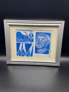 Framed amateur original block paint art - Picture 1 of 3