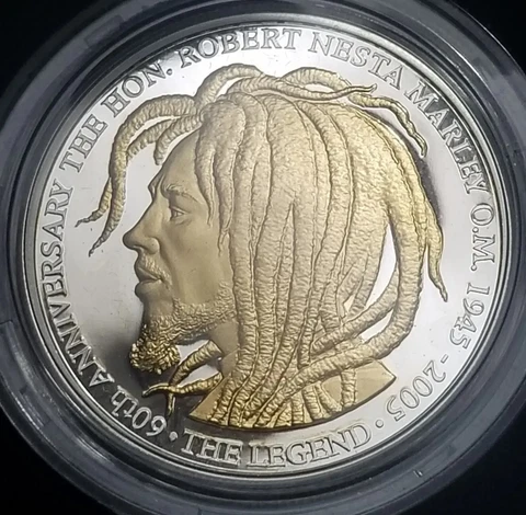 🔥🇯🇲Bob Marley 50 Dollar Gold and Silver Coin (1995) Cover
