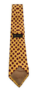 Gucci Italy Yellow Flower pattern With Logo men’s silk tie 56"/3".1/2 Ex. Cond