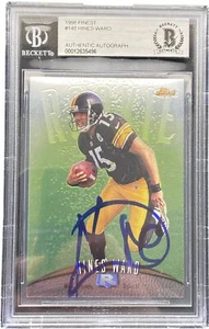 HINES WARD SIGNED 1998 TOPPS FINEST ROOKIE RC CARD #148 BECKETT BAS - Picture 1 of 1