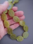 vintage unused old stock green jade oval beads qty 20 ea 20x15x5mm 