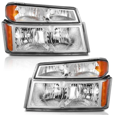 WEELMOTO Clear Lens Chrome Headlights For 2004-2012 Chevy Colorado GMC Canyon Foto 1 de 4