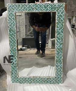 Marco Espejo Rectangular Madreperla - Patrón Estrella, Hecho a Mano 60x90 - Imagen 1 de 9