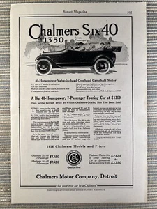 Chalmers Motor Co Six-40 Touring Car Detroit Michigan 1915 Vintage Print Ad - Picture 1 of 1