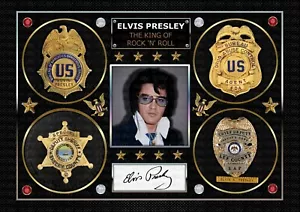 ELVIS PRESLEY - DEA - Police Badges - ORIGINAL A4 Signed PHOTO PRINT MEMORABILIA - Picture 1 of 8