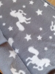 baby handmade blanket grey unicorn approximately 74cm by 100cm - Picture 1 of 4