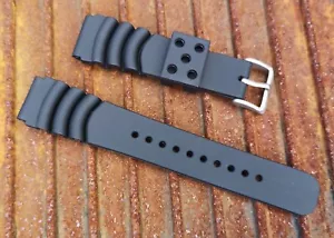 Z22 Z-22 STYLE 22MM TPU PU POLYURETHANE BLACK DIVE WATCH STRAP UK SEIKO? - Picture 1 of 8