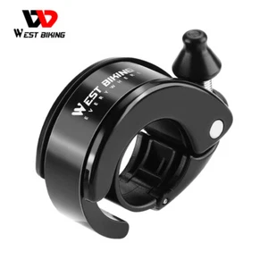 WEST BIKING Hidden Bike Bell Aluminum Bicycle Handlebar Bell 22.2mm 100dB Black - Picture 1 of 14