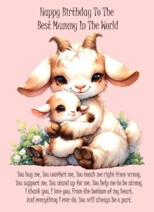 NEU Süße Ziegen Happy Birthday an die beste Mama der Welt A5 Karte für Mama - Bild 1 von 5