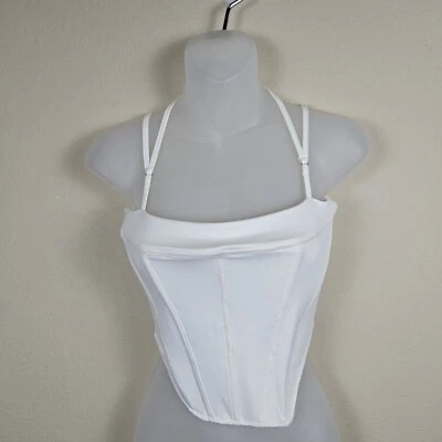 Novo com etiquetas Princesa Polly Zora Cetim Espartilho Top Cadarço Tamanho 4 Marfim Desossado Clube Festa - Imagem 1 de 4