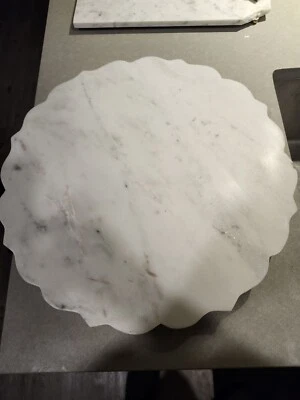 Lazy Susan, White Multicolor Marble, 18" - Image 1 of 4