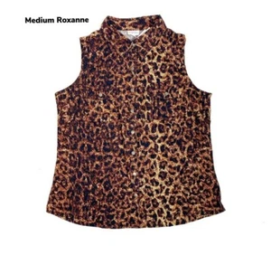 Medium LULAROE Roxanne sleeveless snap button tank top Cheeta Fits 6/8 - Picture 1 of 1