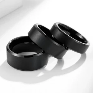6/8/10mm Tungsten Carbide Male Band Black Brushed Anniversary AAA Ring Size 7-13 - Picture 1 of 9