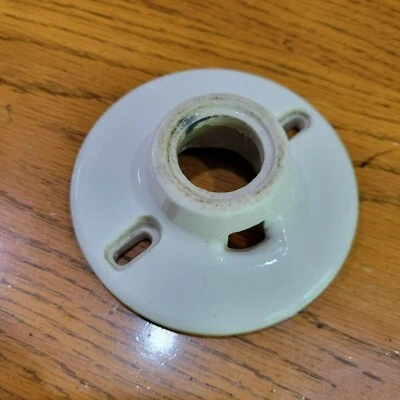 Vintage White Porcelain Round Light Socket Fixture UL 3055 - Image 1 of 4