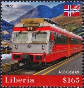 Norway Railways NSB Class 69 EMU Electric Multiple Unit Train Stamp 2022 Liberia - Picture 1 of 1