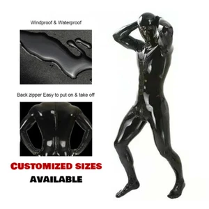 Latex Amine Mens Black Full Body Catsuit Eyes Mouth Open Role Play Fetish Gimp - Picture 1 of 12