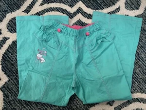 Girls Pants size 14-15 Turquoise athletic pants polyester elastic waistband - Picture 1 of 5