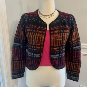 Peruvian Connection Pullover Cardigan Strick Med Buntglas Lux Bolero Art Knit - Bild 1 von 9