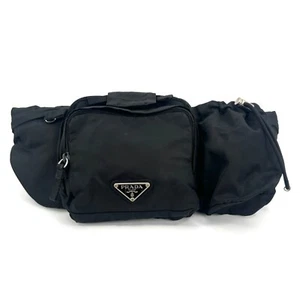 PRADA Marsupio Marsupio Nylon Nero Autentico - Foto 1 di 24