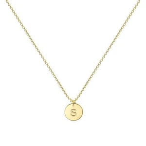 Glimmerst Personalized Initial Necklace 18K Gold Plated Stainless Steel Coin ... - Picture 1 of 7