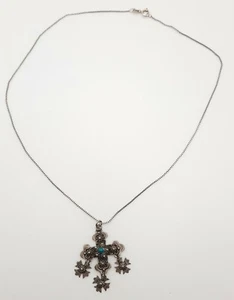Vintage Taxco Mexico 925 Sterling Yalalag Cross Necklace - Picture 1 of 11