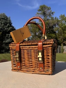 NUEVO CON ETIQUETAS Patricia Nash Tejido Mimbre Ariano Cesta Cartera Ratán Primavera Bolso de Picnic - Imagen 1 de 15