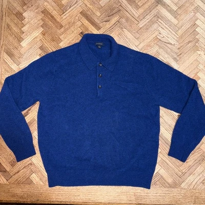 Suéter Polo Club Room Para Hombre Grande 100% Lana de Cordero Tejido Cuello Delgado Azul Suave Foto 1 de 4