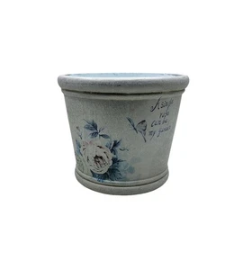 Vintage Powder Blue Ceramic "A Single Rose Can Be My Garden" Planter Pot - Picture 1 of 5