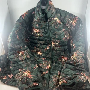 Giacca donna Columbia Powder Lite Omni-Heat riflettente taglia 1X verde scuro floreale - Foto 1 di 11