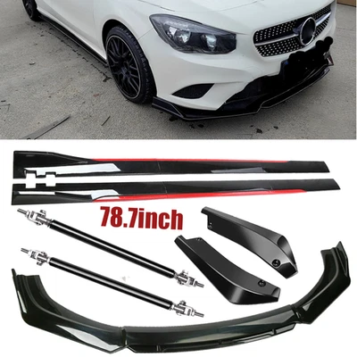 Glossy Blac Front Bumper Lip Splitter Side Skirts Rear For Mercedes-Benz CLA Foto 1 de 4