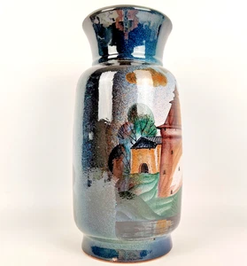 Jarrón vintage años 60 cerámica pintado a mano - Corostes Ucrania castillo motivo 29,5 cm - Imagen 1 de 16