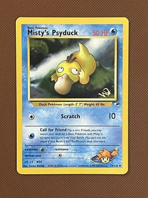 W STAMP Misty's Psyduck 54/132 Gym Heroes WOTC Gold Promo Rare Pokemon Card HP - Image 1 of 2