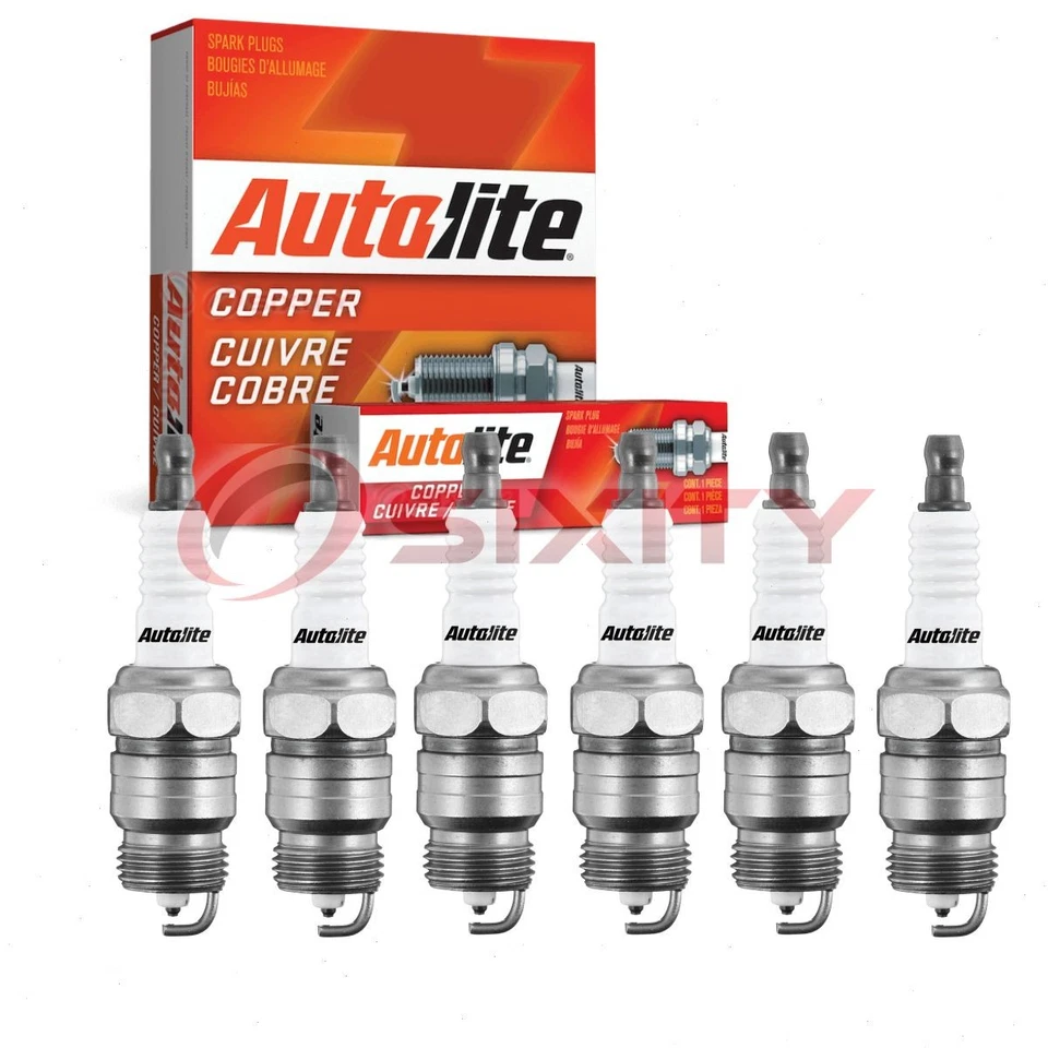 6 pc Autolite Copper Core Spark Plugs for 1955-1970 Ford Fairlane 2.8L 3.3L yd Foto 1 de 4